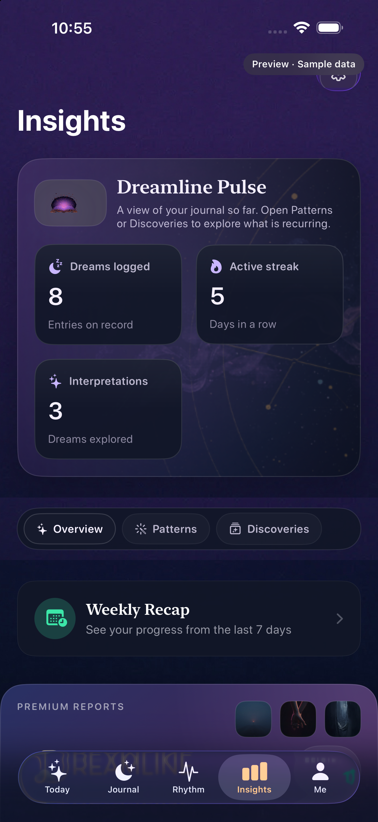 Dreamline Insights screen.